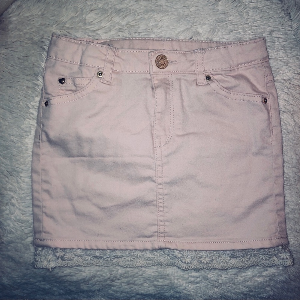 Forever21 Kids Pink Jean Skirt w Lace Detail👧🏼💖